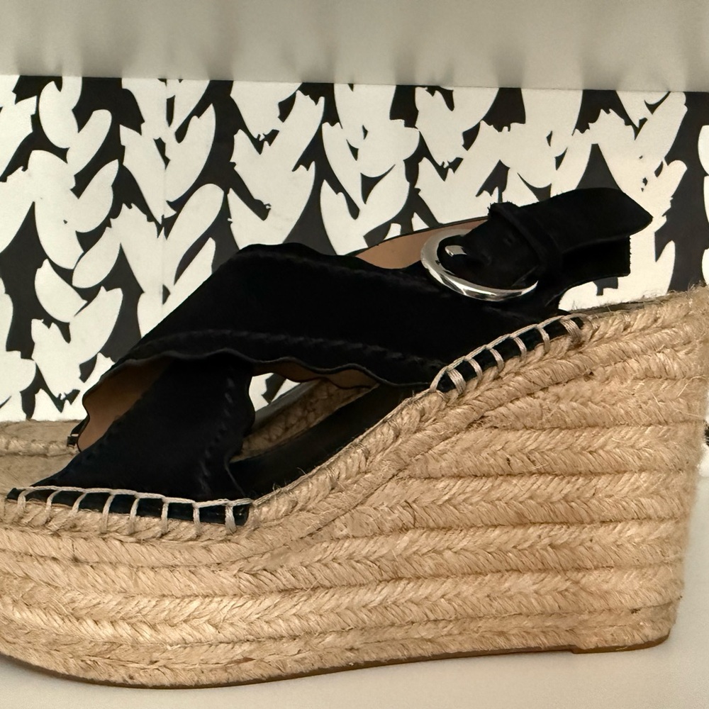 Marc Fisher LTD Black Espadrille Wedge Sandals